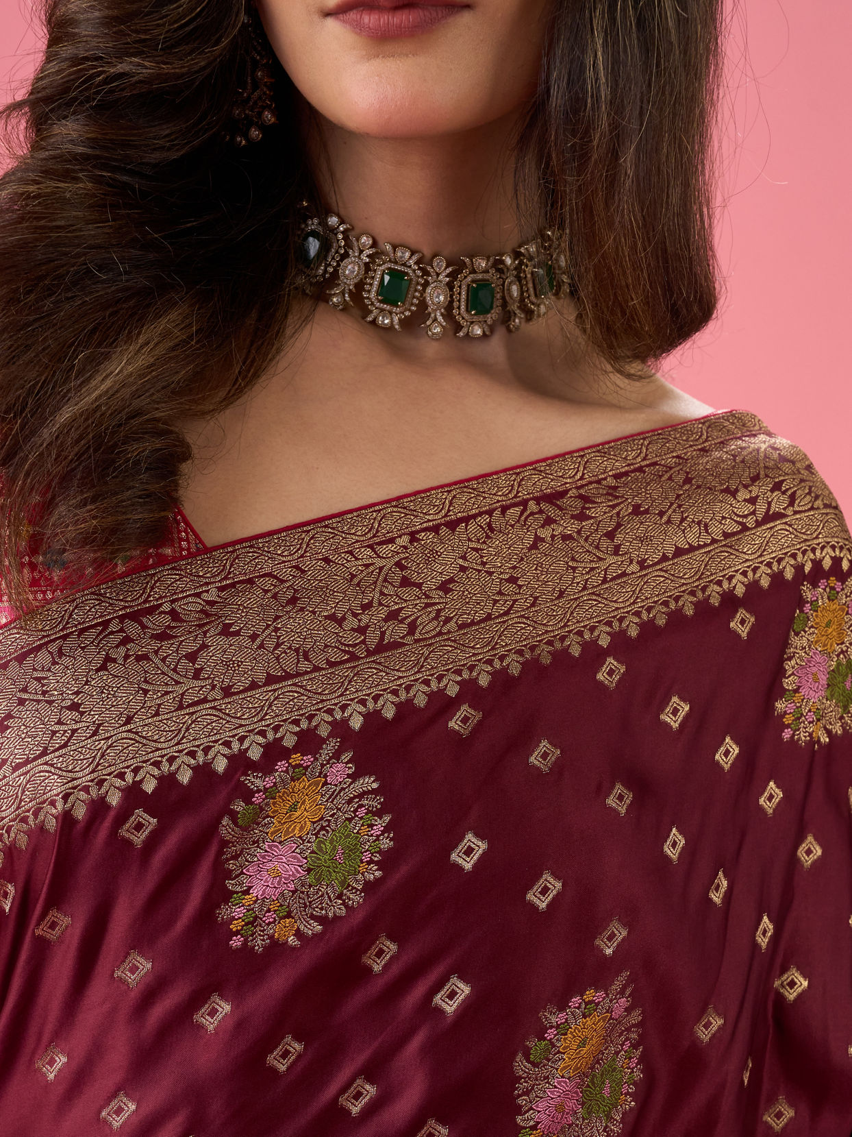 Mohey Women Sensational Wine Elegance Banarasi Saree