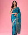Radiant Teal Blue Banarasi Saree