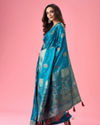 Mohey Women Radiant Teal Blue Banarasi Saree