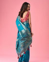 Mohey Women Radiant Teal Blue Banarasi Saree