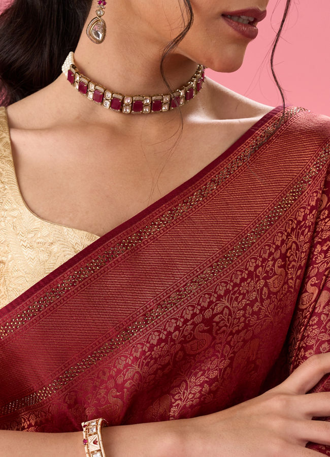 Mohey Women Maroon Hues of Elegance Saree