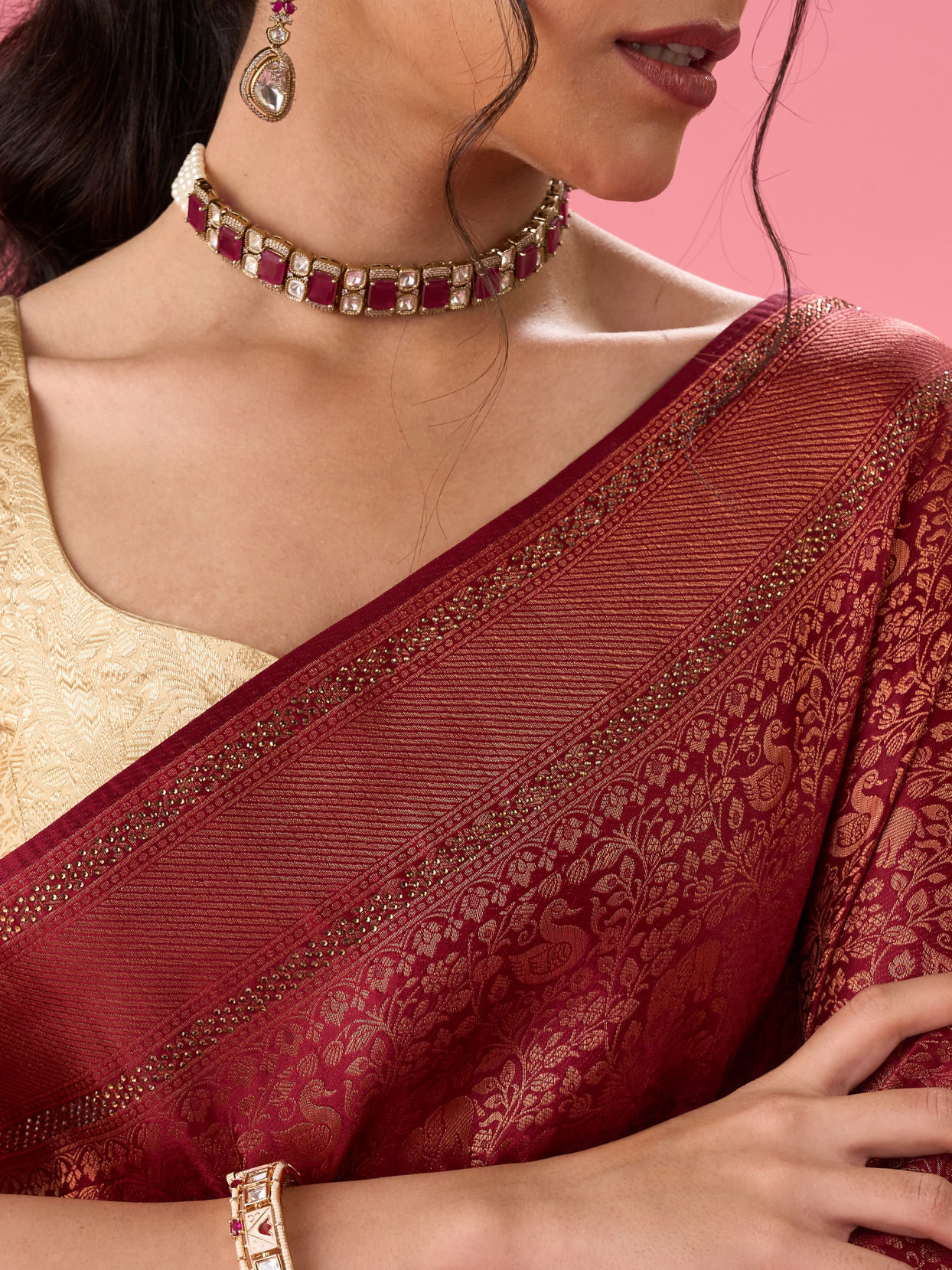 Mohey Women Maroon Hues of Elegance Saree