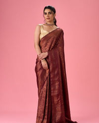 Mohey Women Wine Treasure Opulence Banarasi Saree