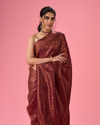 Mohey Women Wine Treasure Opulence Banarasi Saree