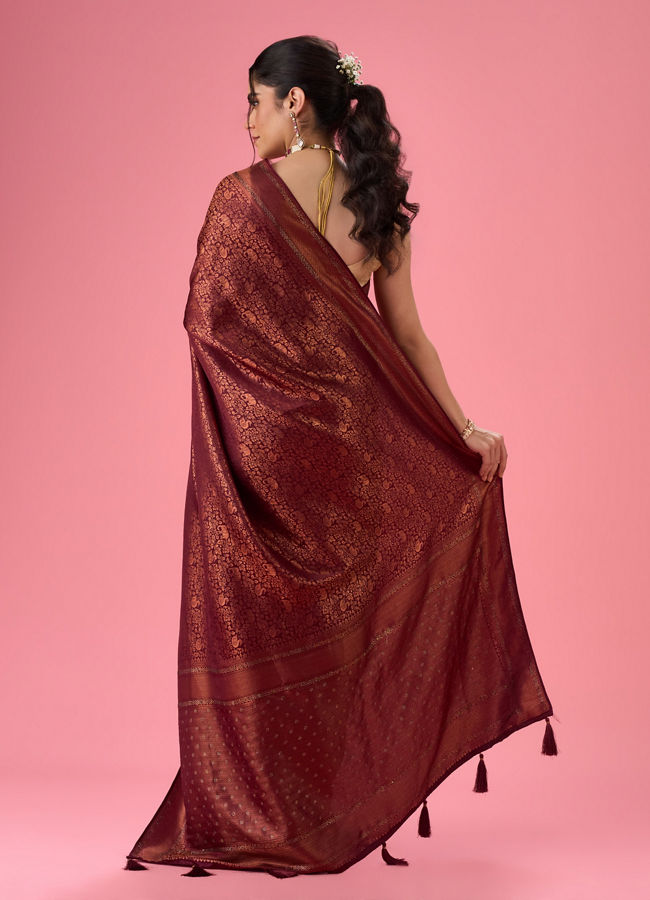 Mohey Women Wine Treasure Opulence Banarasi Saree