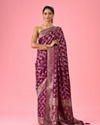 Enthralling Wine Banarasi Saree