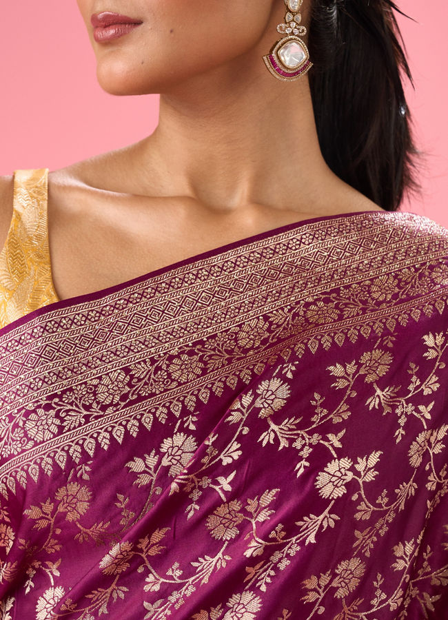 Mohey Women Enthralling Wine Banarasi Saree