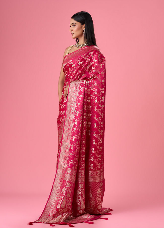 Mohey Women Radiant Pink Banarasi Saree