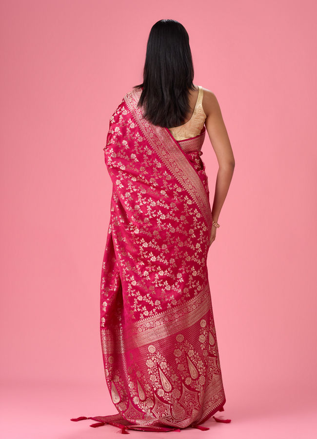 Mohey Women Radiant Pink Banarasi Saree