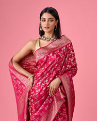 Mohey Women Radiant Pink Banarasi Saree