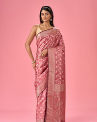 Mohey Women Dusty Pink Elegance Banarasi Saree
