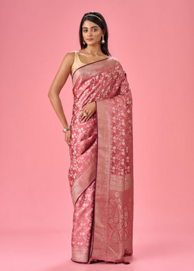 Mohey Women Dusty Pink Elegance Banarasi Saree