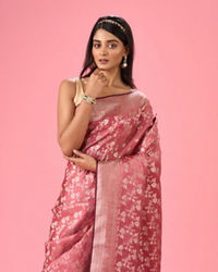 Mohey Women Dusty Pink Elegance Banarasi Saree