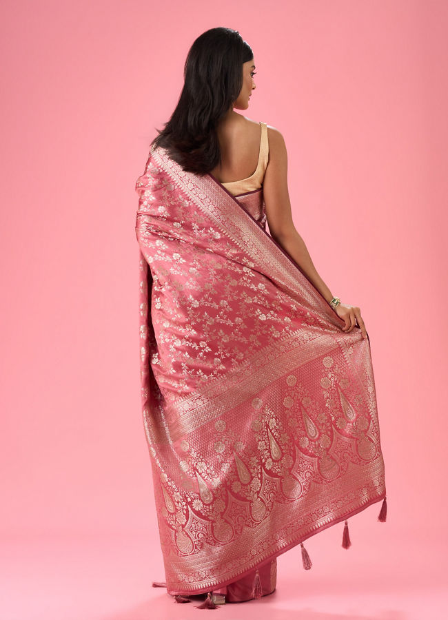 Mohey Women Dusty Pink Elegance Banarasi Saree