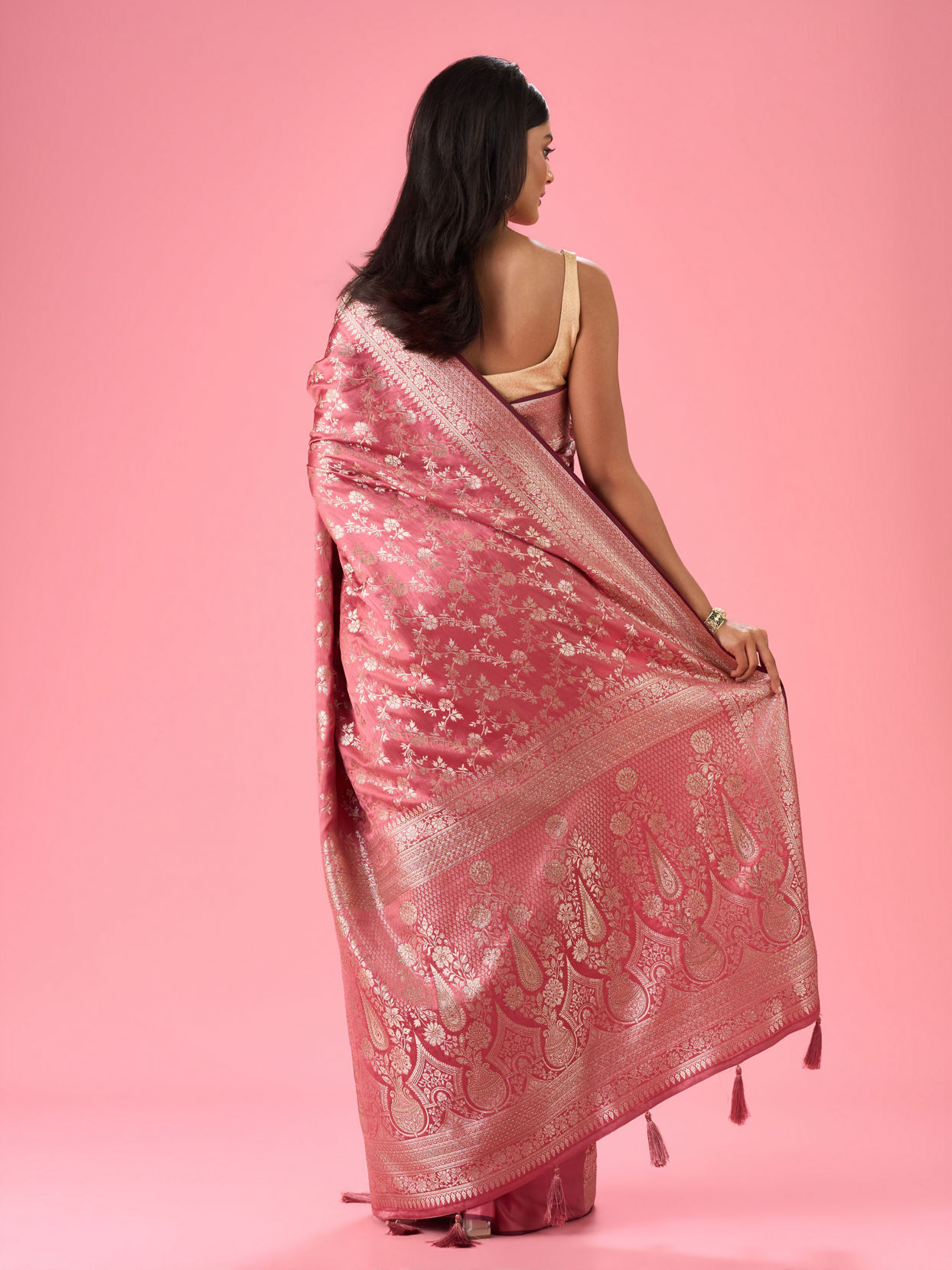 Mohey Women Dusty Pink Elegance Banarasi Saree