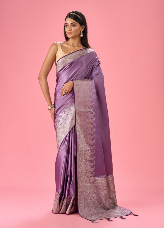 Mohey Women Elegant Purple Opulence Banarasi Saree