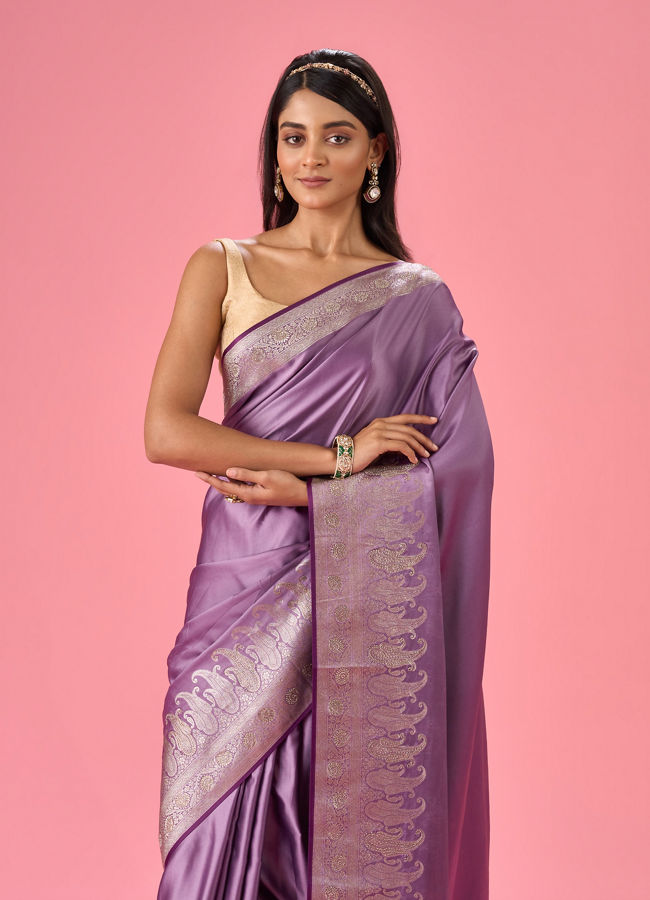 Mohey Women Elegant Purple Opulence Banarasi Saree