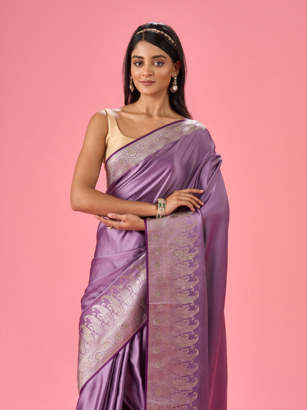 Mohey Women Elegant Purple Opulence Banarasi Saree