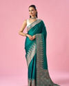 Mohey Women Dark Green Silk Banarasi Saree with Stone Work