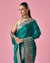 Mohey Women Dark Green Silk Banarasi Saree with Stone Work