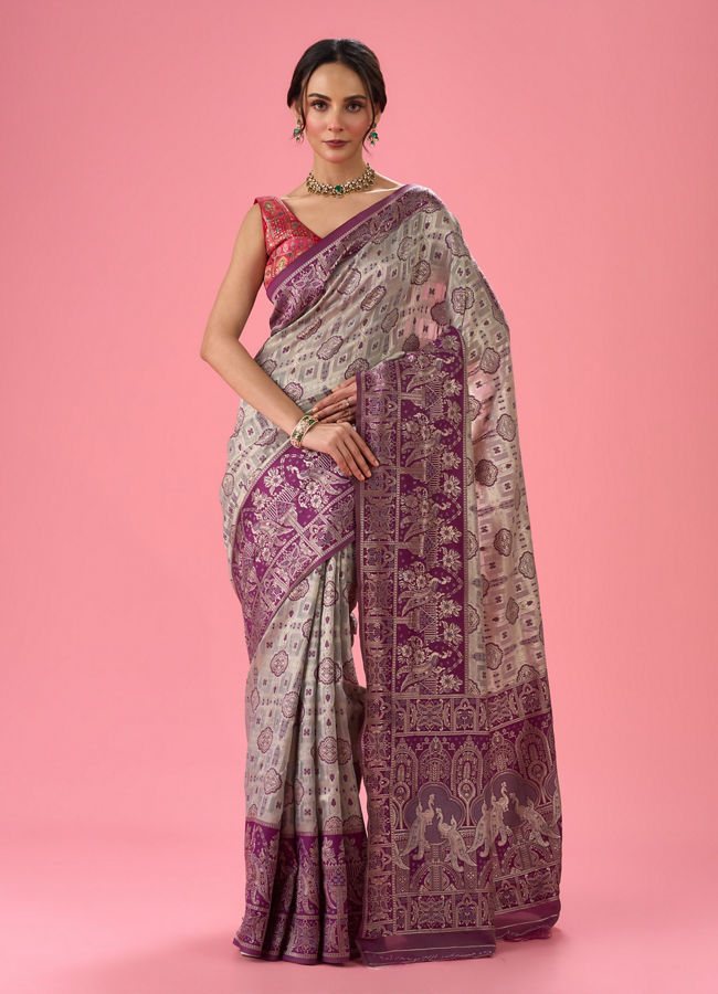 Mohey Women Dramatic Grey Saree