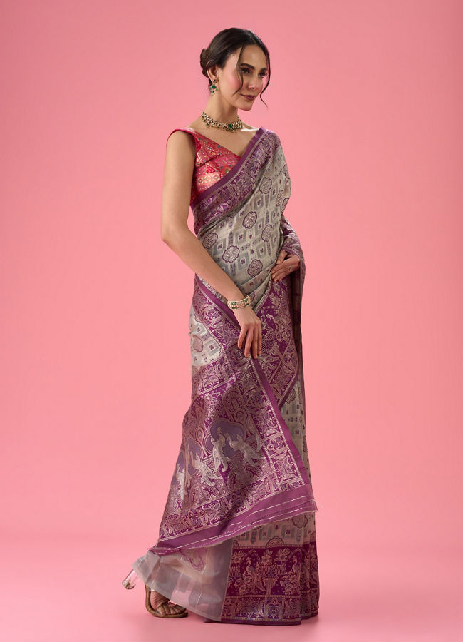 Mohey Women Dramatic Grey Saree