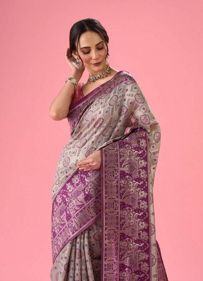 Mohey Women Dramatic Grey Saree