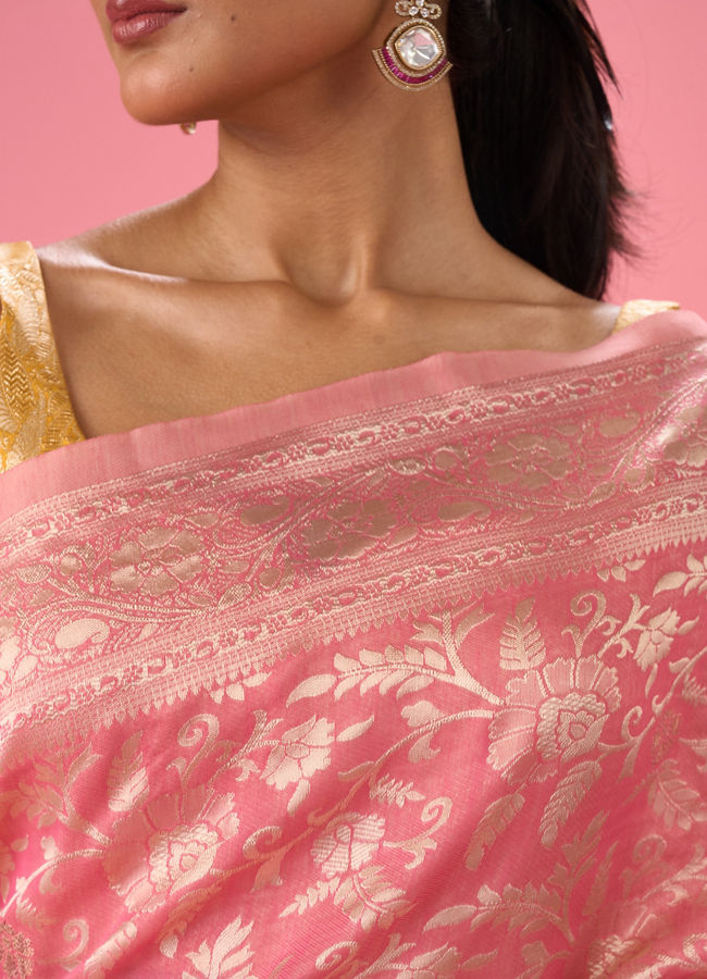 Mohey Women Blushing Pink Art Silk Saree