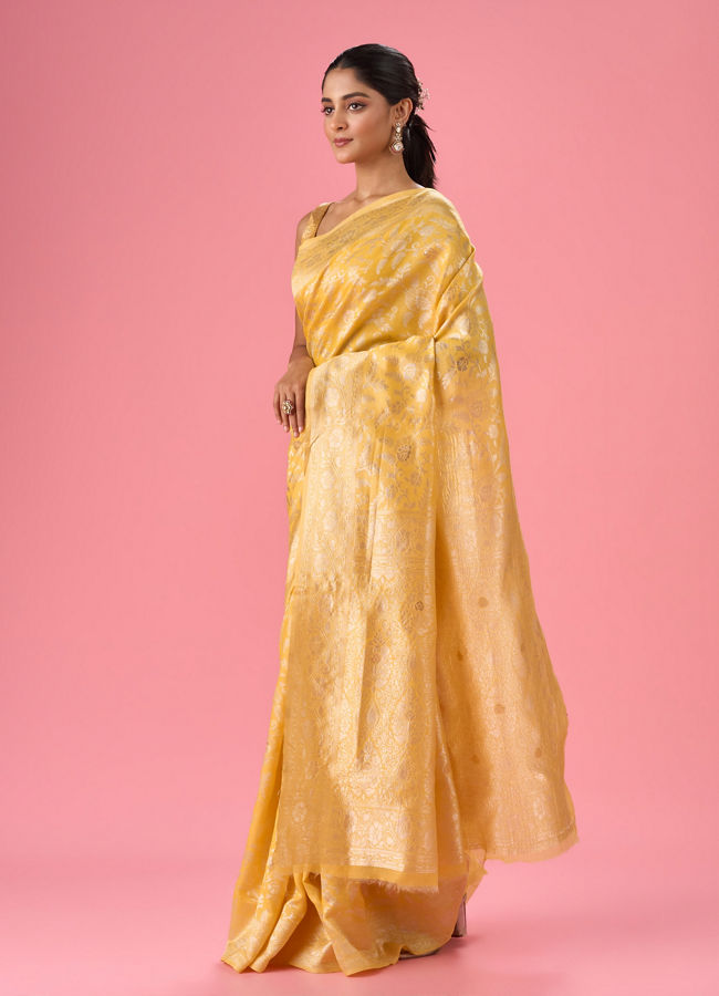 Mohey Women Glowing Yellow Festive Saree