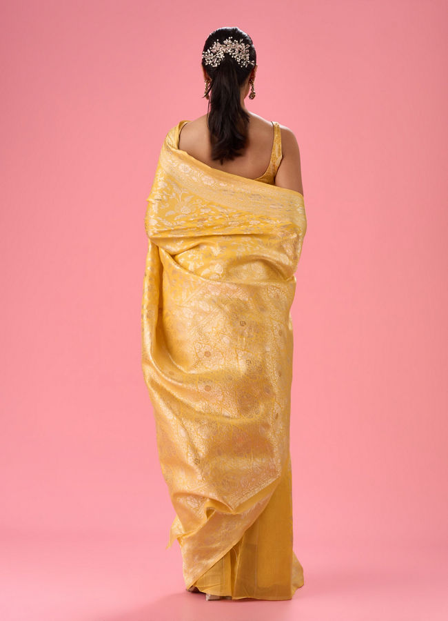 Mohey Women Glowing Yellow Festive Saree