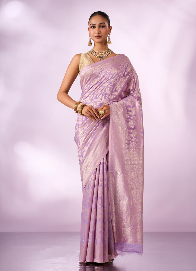 Mohey Women Lilac Silk Saree with Weave Design