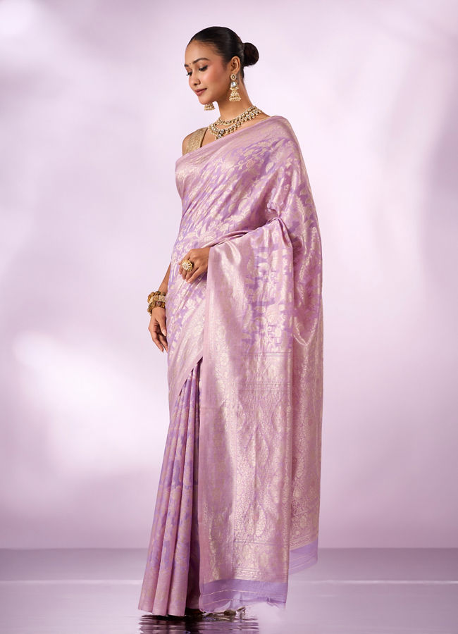 Mohey Women Lilac Silk Saree with Weave Design
