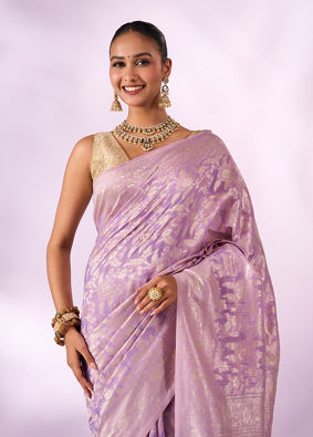Mohey Women Lilac Silk Saree with Weave Design
