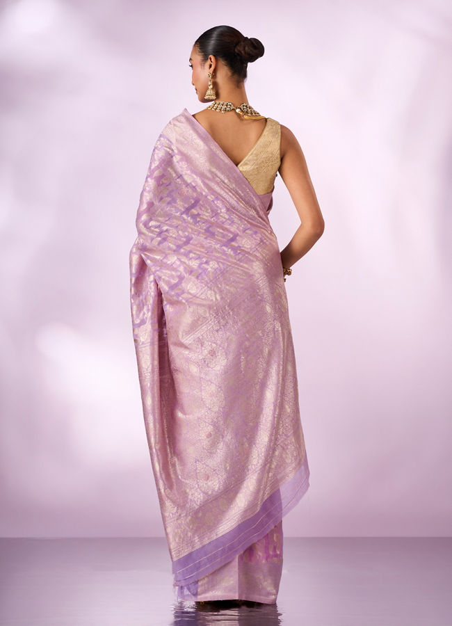 Mohey Women Lilac Silk Saree with Weave Design