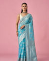 Mohey Women Light Blue Art Silk Saree with Traditional Weave