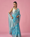 Mohey Women Light Blue Art Silk Saree with Traditional Weave