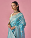 Mohey Women Light Blue Art Silk Saree with Traditional Weave