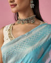 Mohey Women Light Blue Art Silk Saree with Traditional Weave