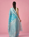 Mohey Women Light Blue Art Silk Saree with Traditional Weave