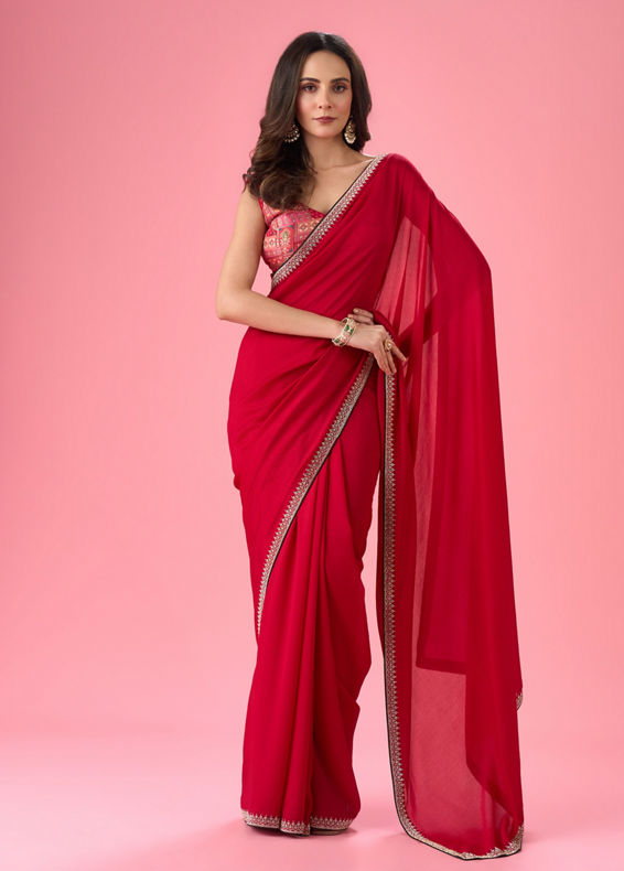 Mohey Women Radiant Red Saree