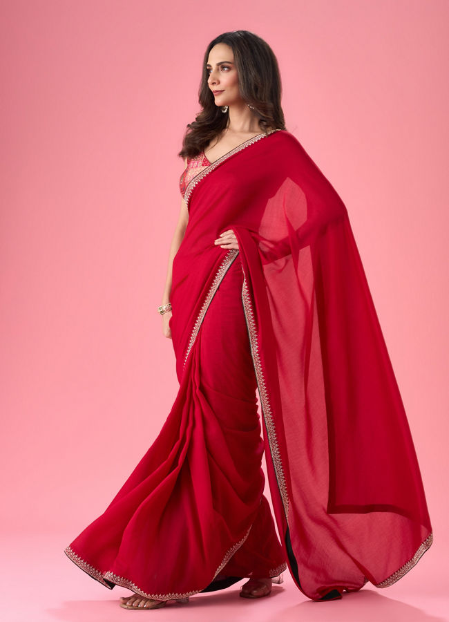 Mohey Women Radiant Red Saree