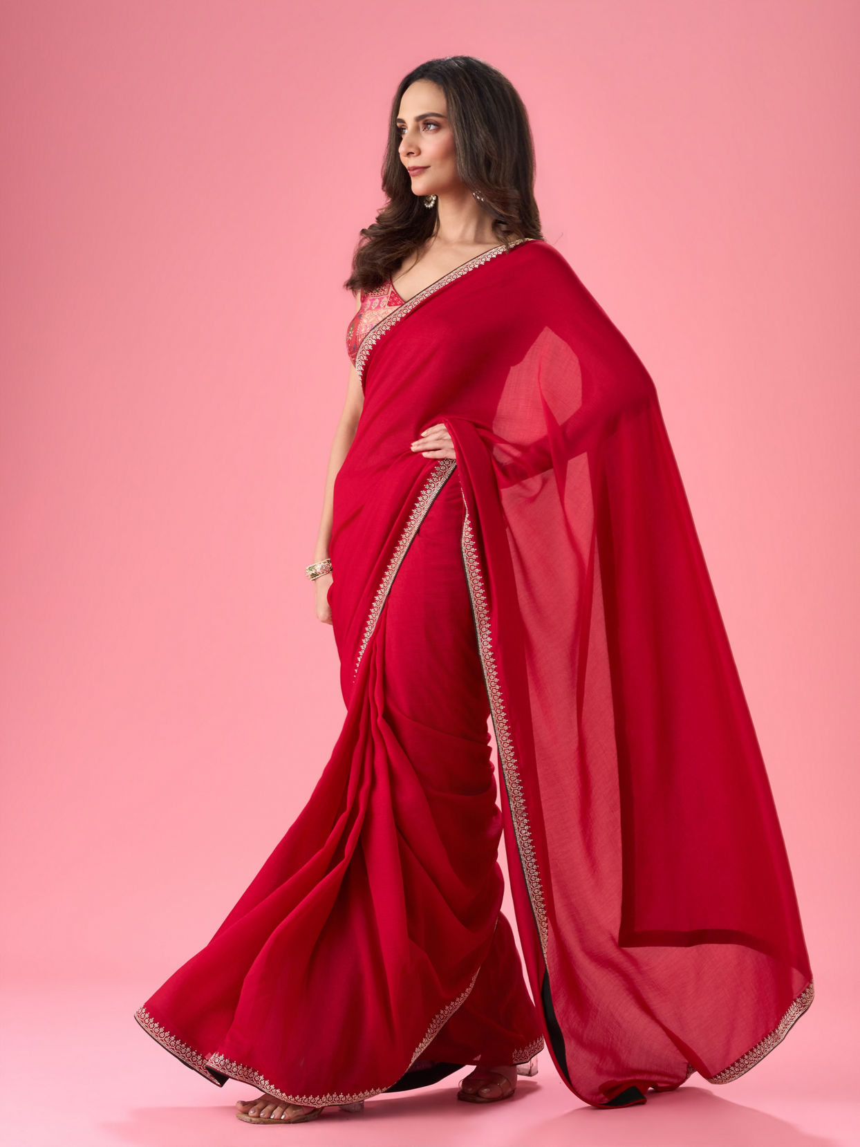 Mohey Women Radiant Red Saree