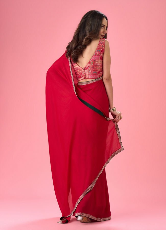 Mohey Women Radiant Red Saree