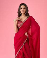 Mohey Women Radiant Red Saree