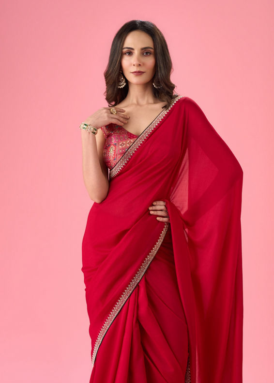 Mohey Women Radiant Red Saree
