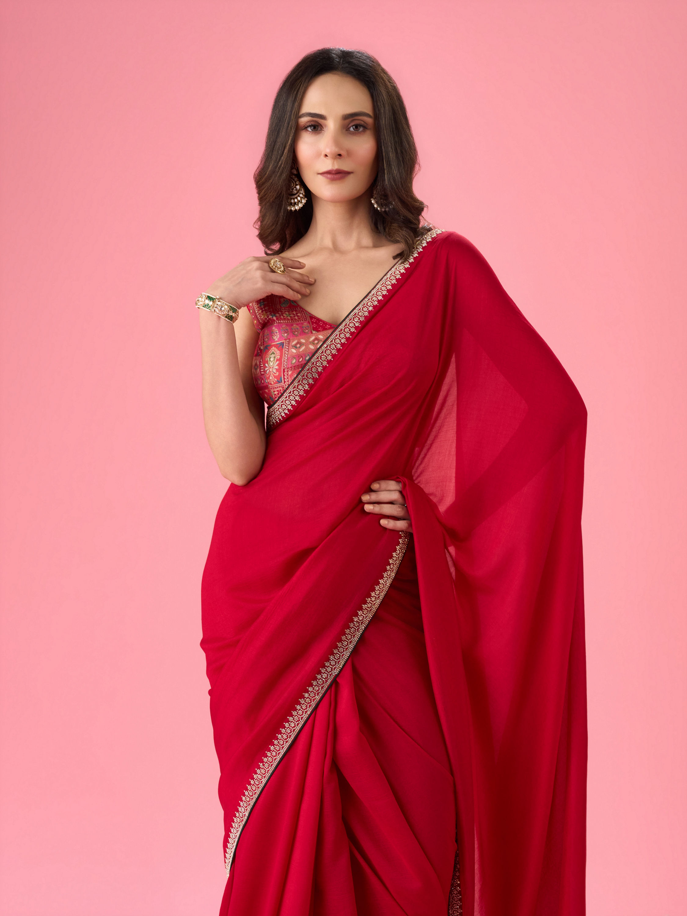 Mohey Women Radiant Red Saree