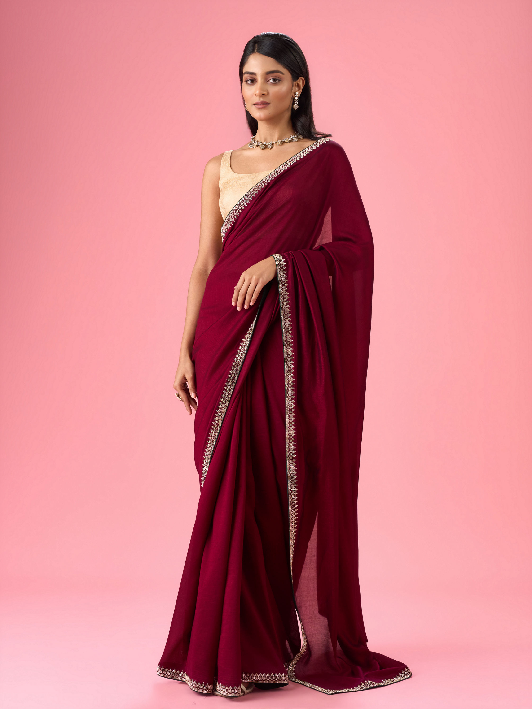 Mohey Women Wine Enchantment Saree