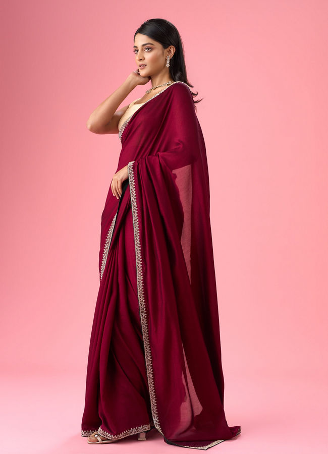 Mohey Women Wine Enchantment Saree