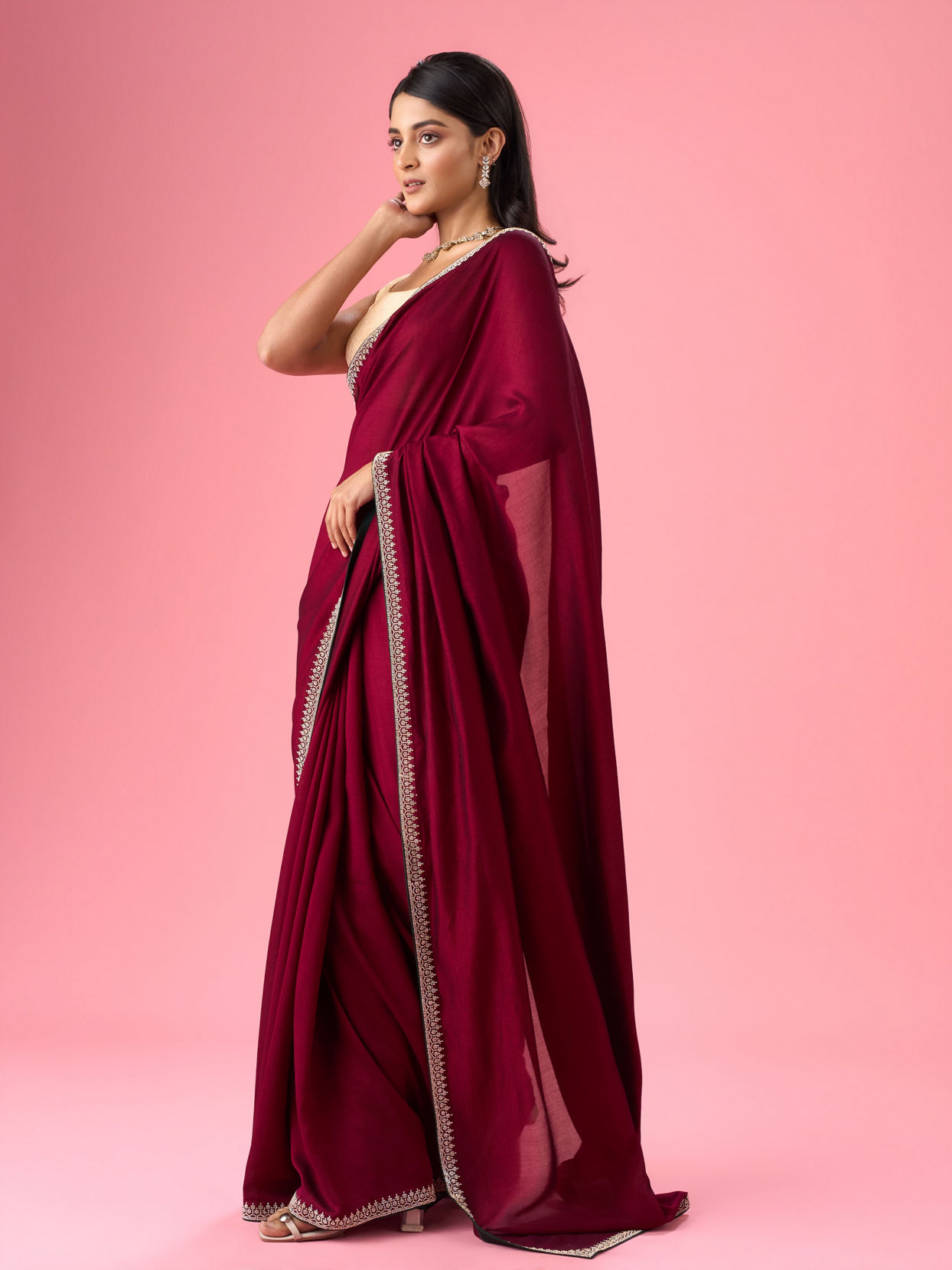 Mohey Women Wine Enchantment Saree