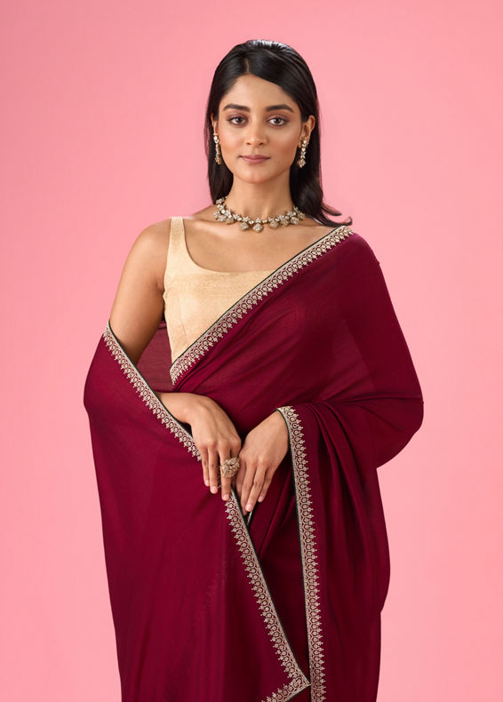Mohey Women Wine Enchantment Saree